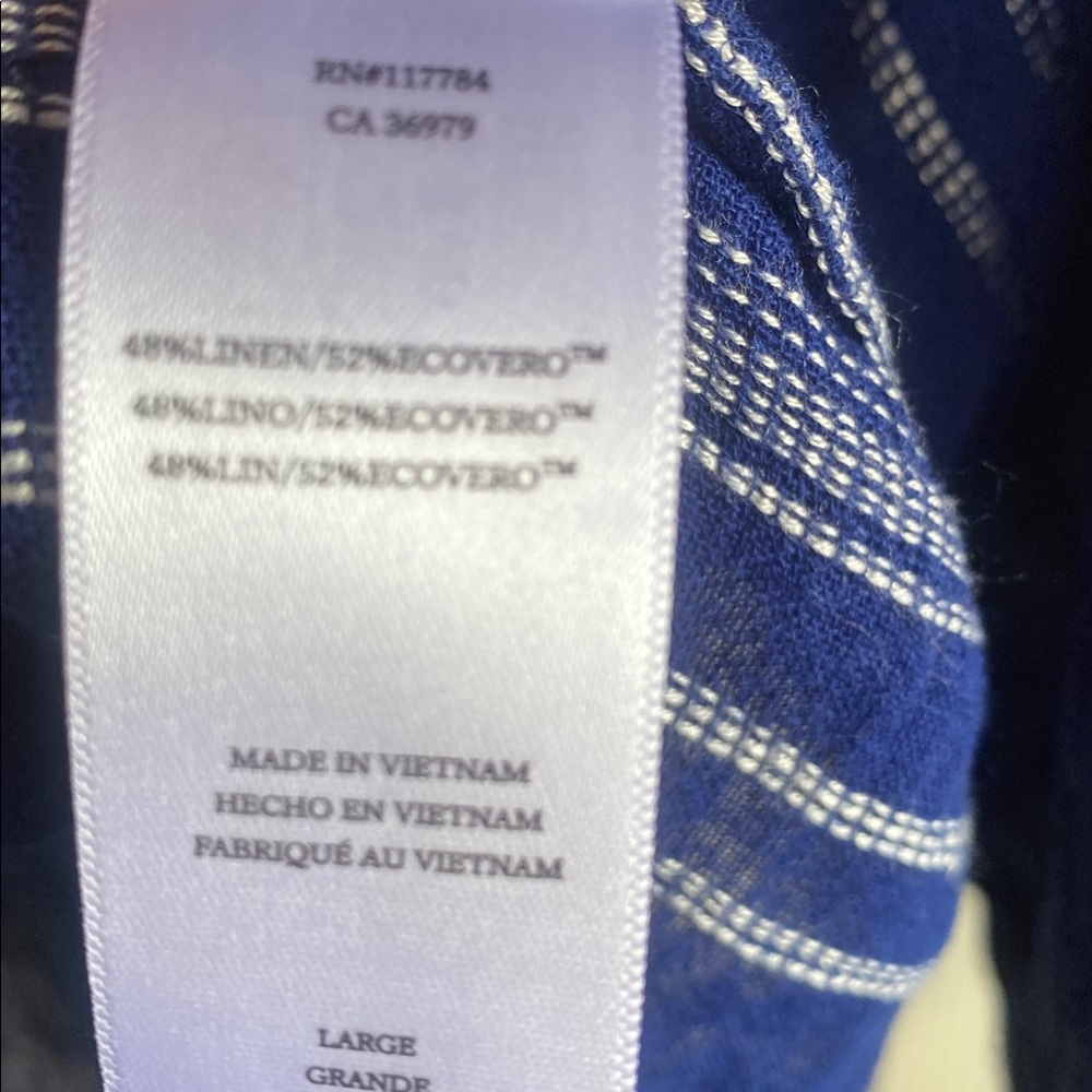 Rails NWT Mariah Relaxed Fit Blue/White Striped Linen Blend Button-Up Blouse - Picture 11 of 14